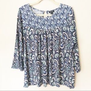 🛍 Lucky Brand | Mixed Print Smocked Top